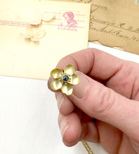 Load image into Gallery viewer, 18k and 22k Gold Kinetic Forget Me Not Flower with blue Diamond